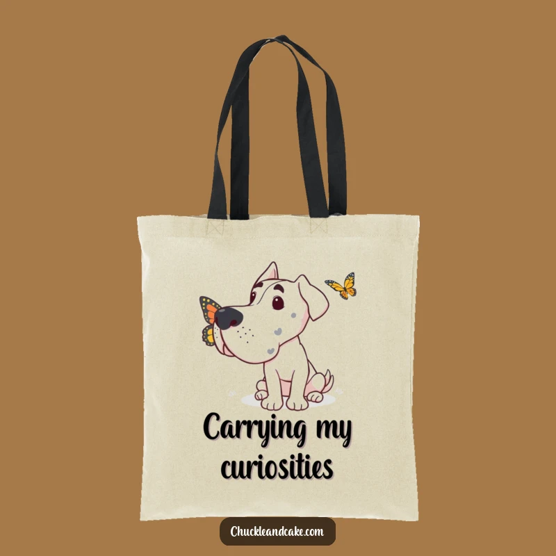 Funny Grand Dane Butterfly Curiosity Tote Bag: Stylish & Humorous Carry-All for Nature Lovers
