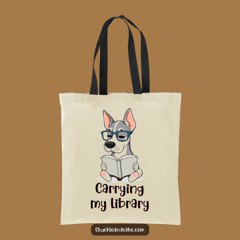 Funny Grand Dane Glasses Tote Bag: Bookish Dane Bag, Practical Dog Lover Gift!