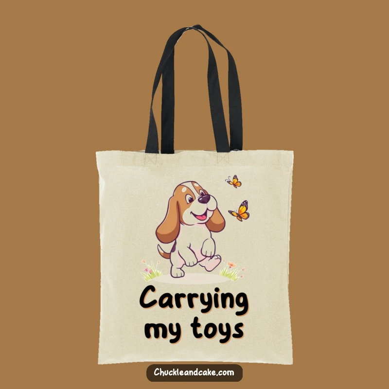 Funny Basset Hound Butterfly Tote Bag - Droopy Ears Chase Design, Practical Funny Gift