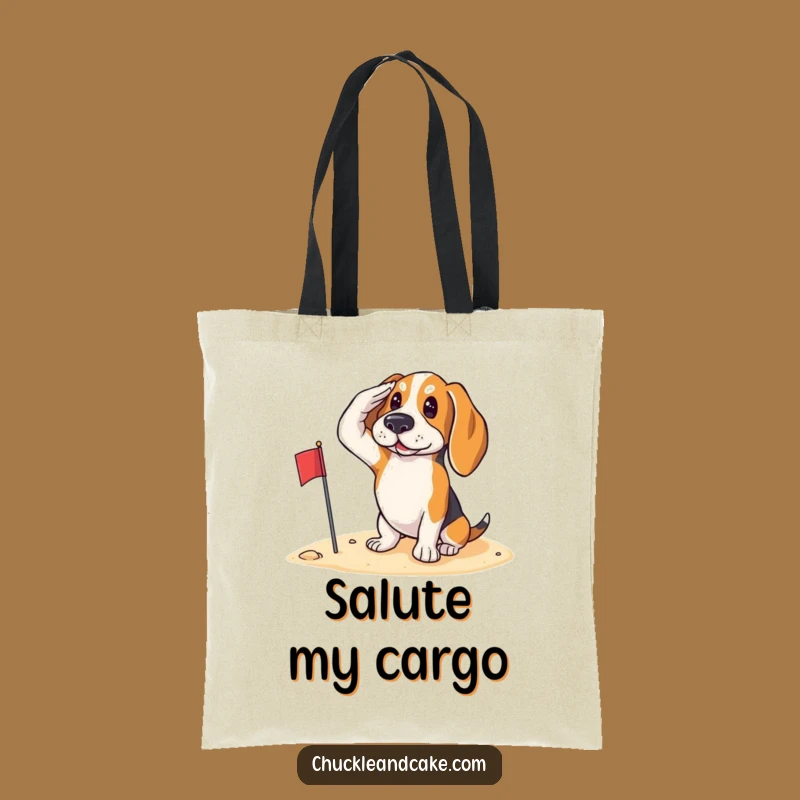 Funny Basset Hound Saluting Tote Bag - Patriotic Beach Accessory Gift