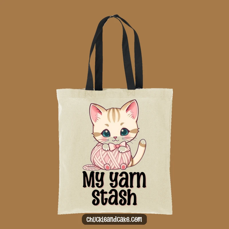 Funny Bobtail Cat Yarn Tote Bag: Carry Your Essentials With Feline Flair