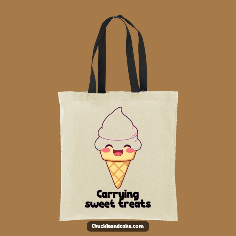 Funny Laughing Ice Cream Cone Tote Bag: Carry Sweetness - Cute Funny Gift