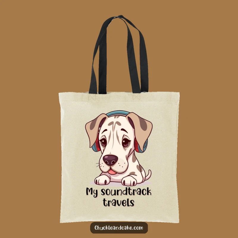 Funny Grand Dane Music Lover Tote Bag: Carry Your Tunes, Humorous Gift for Music Fans
