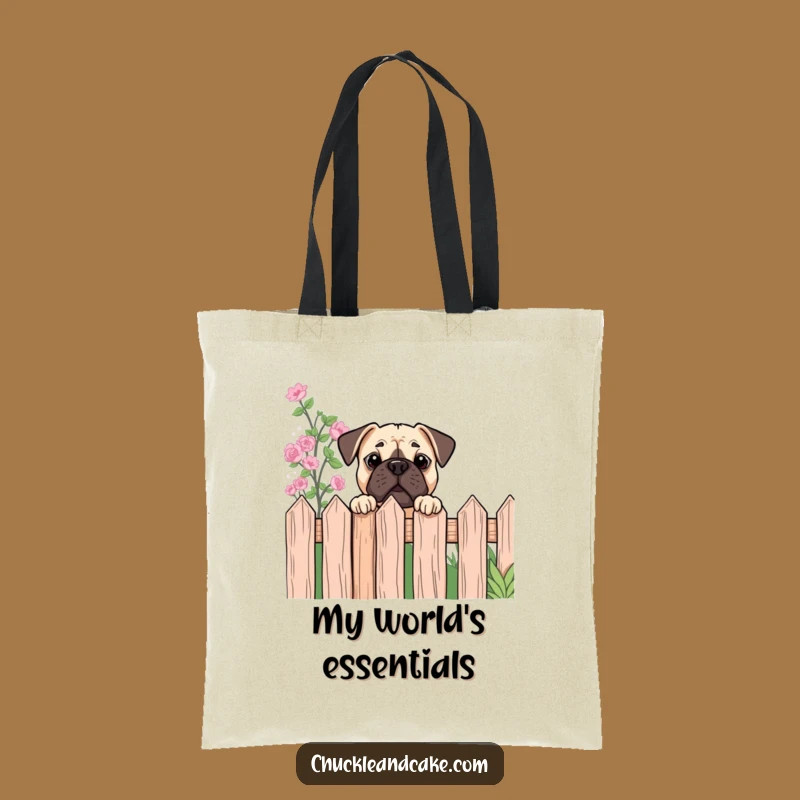 Funny Bullmastiff Peeking Tote Bag - Garden Curiosity Carrier, Humorous Style!